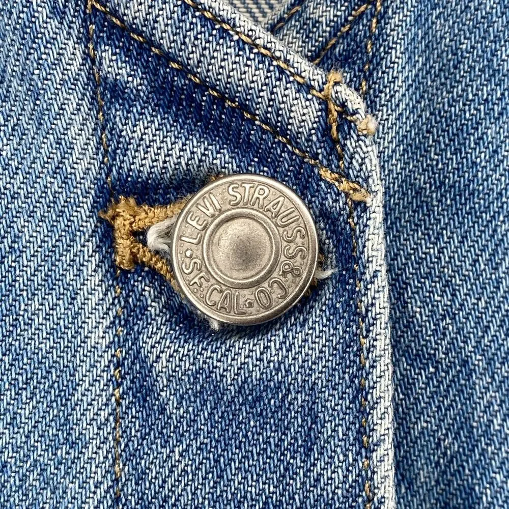 LEVIS Dress M Vianna Vest Overall Jumper Bib Button Front Denim Cotton Blue - Picture 6 of 15